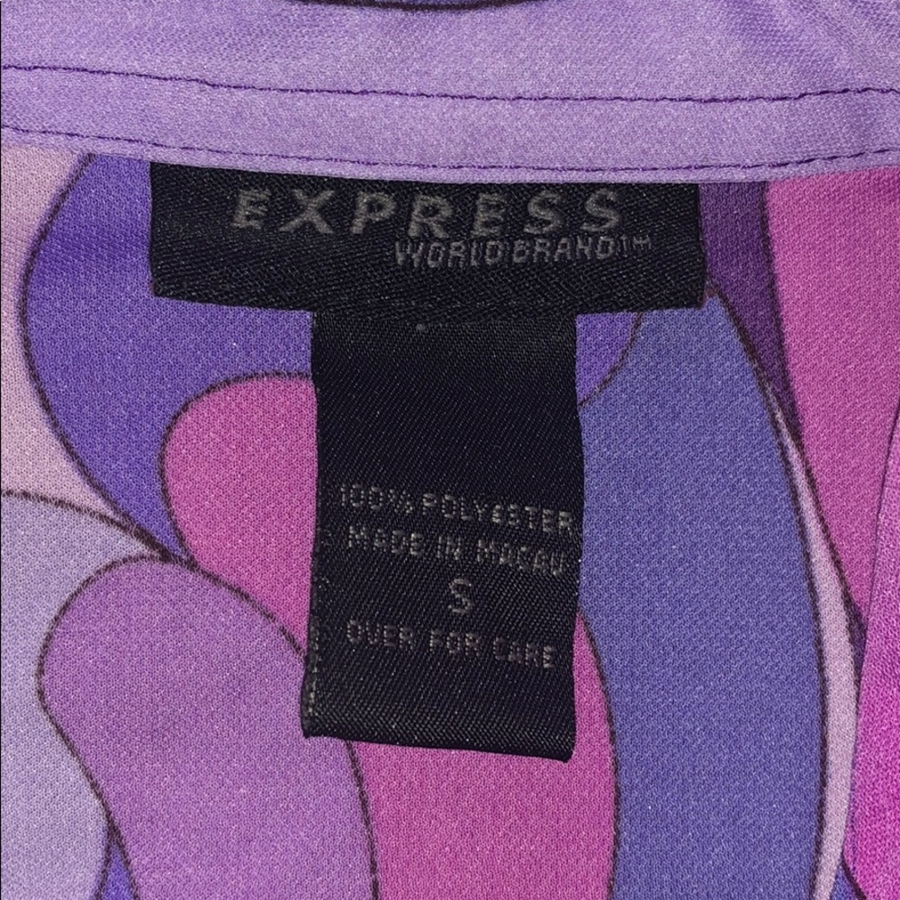 Express Multicolored Button Down Shirt W/ Belt - image 3